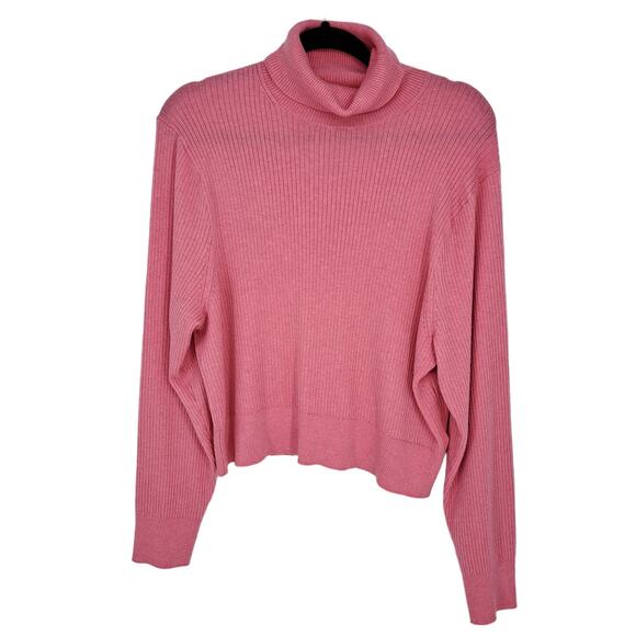 J. Crew Ribbed Turtleneck Sweater Tencel Lyocell Blend Pink Women's Size 3X - Picture 1 of 7